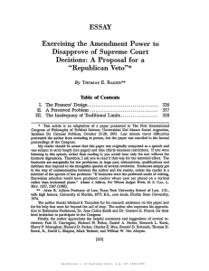 ESSAY Exercising the Amendment Power to Disapprove of Supreme Court