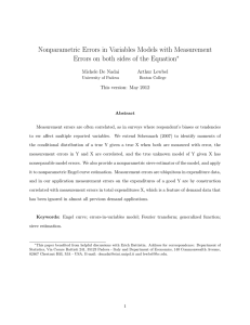 Nonparametric Errors in Variables Models with Measurement ∗ Michele De Nadai