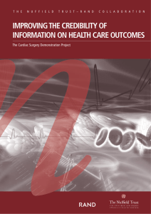 R IMPROVING THE CREDIBILITY OF INFORMATION ON HEALTH CARE OUTCOMES
