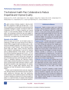 D The National Health Plan Collaborative to Reduce Disparities and Improve Quality