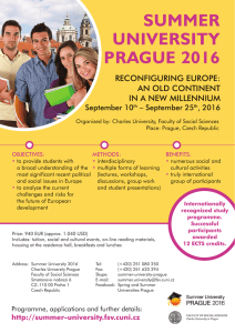 SUMMER UNIVERSITY PRAGUE 2016 RECONFIGURING EUROPE: