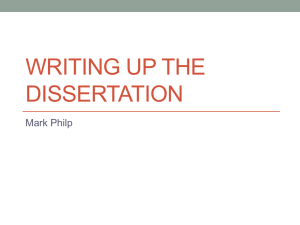 WRITING UP THE DISSERTATION Mark Philp
