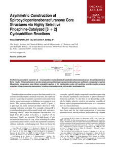 Asymmetric Construction of Spirocyclopentenebenzofuranone Core Structures via Highly Selective þ 2]