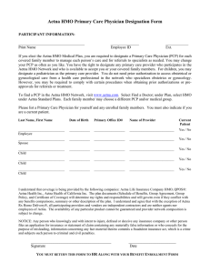 Aetna HMO Primary Care Physician Designation Form
