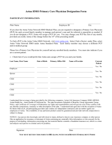 Aetna HMO Primary Care Physician Designation Form