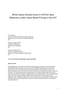 What Values Should Count in HTA for New  Medicines under Value Based Pricing in the UK? 