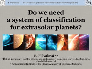 Do we need a system of classification for extrasolar planets? E. Plávalová