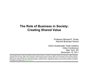 The Role of Business in Society: Creating Shared Value Harvard Business School