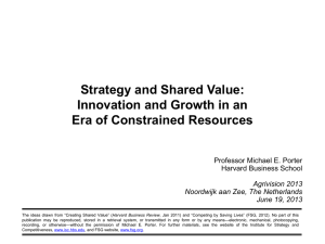 Strategy and Shared Value: Innovation and Growth in an