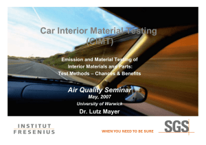 Car Interior Material Testing (CIMT) Air Quality Seminar Dr. Lutz Mayer