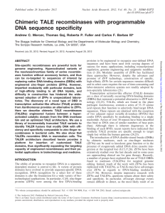 Chimeric TALE recombinases with programmable DNA sequence specificity