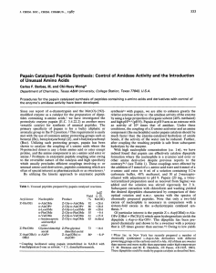 of Papain Catalysed Peptide Synthesis: Control Amidase Activity and the Introduction