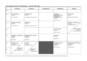 BA ENGLISH YEARS 2 &amp; 3 TIMETABLE – AUTUMN TERM... MONDAY TUESDAY