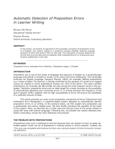 Automatic Detection of Preposition Errors in Learner Writing R D