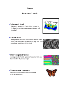 Structure Levels: • Subatomic level