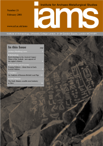 iams In this Issue Institute for Archaeo-Metallurgical Studies Number 21