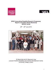 DFID Crosscutting Disability Research Programme Report on Inception Phase Workshop Nairobi, Kenya 28