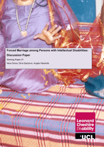Forced Marriage among Persons with Intellectual Disabilities: Discussion Paper Working Paper 27