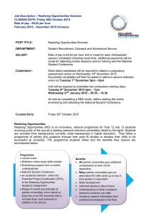 – Realising Opportunities Ementor Job Description CLOSING DATE: Friday 30th October 2015