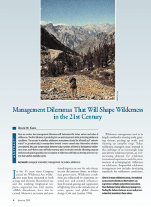 Management Dilemmas That Will Shape Wilderness in the 21st Century