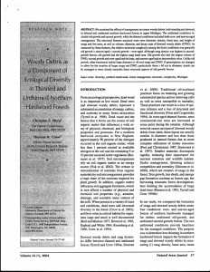 ABSTRACT:  We examined the effects of management on coarse... in thinned and unthinned northern hardwood forests in upper Michigan....