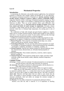 Mechanical Properties Lec-12 Introduction: