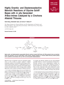 Highly Enantio- and Diastereoselective Mannich Reactions of Glycine Schiff in situ Alkaloid Thiourea