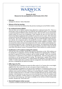 Physics PG-SSLC Welcome Minutes of the last meeting