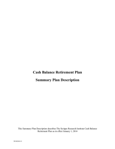 Cash Balance Retirement Plan Summary Plan Description