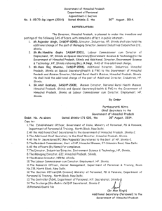 Government of Himachal Pradesh Department of Personnel Appointment-I Section