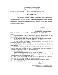 Government of Himachal Pradesh Department of Personnel (A-I)