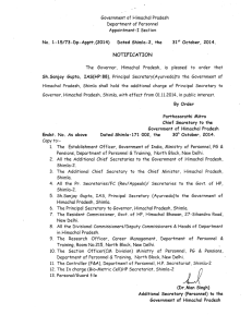 Government of Himachal Pradesh Department of Personnel Appointment-I Section
