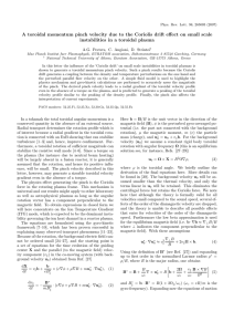 A toroidal momentum pinch velocity due to the Coriolis drift... instabilities in a toroidal plasma