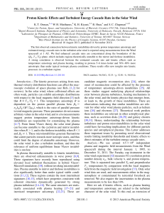 Proton Kinetic Effects and Turbulent Energy Cascade Rate in the... K. T. Osman, W. H. Matthaeus, K. H. Kiyani,