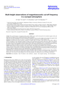 Astronomy Astrophysics Multi-height observations of magnetoacoustic cut-off frequency in a sunspot atmosphere