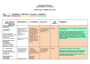 University of Warwick DEPARTMENT OF PHYSICS  – SMART Action Plan