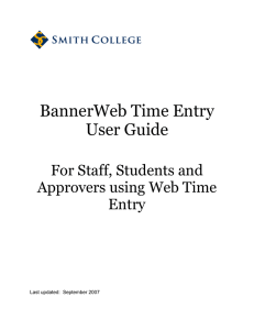 BannerWeb Time Entry User Guide For Staff, Students and