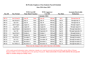 Bi-Weekly Employee (Non-Student) Payroll Schedule June 2014-June 2015 WTE Cut Off WTE Approver