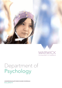 Department of Psychology UNDERGRADUATE BROCHURE/OVERSEAS Entry 2016/17