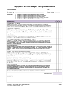 Employment Interview Analysis for Supervisor Position