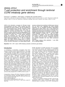 T-cell protection and enrichment through lentiviral CCR5 intrabody gene delivery ORIGINAL ARTICLE