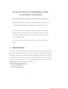 On the description and identifiability analysis of experiments with mixtures