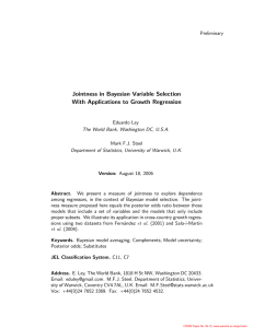 Jointness in Bayesian Variable Selection With Applications to Growth Regression