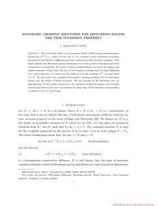 BOUNDARY CROSSING IDENTITIES FOR DIFFUSIONS HAVING THE TIME INVERSION PROPERTY