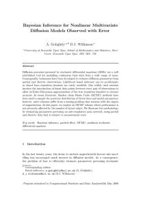 Bayesian Inference for Nonlinear Multivariate Diffusion Models Observed with Error A. Golightly