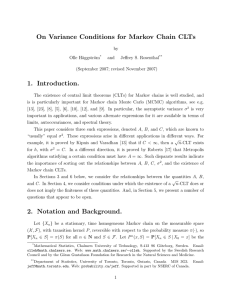 On Variance Conditions for Markov Chain CLTs 1. Introduction.