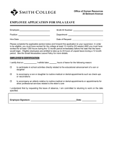 EMPLOYEE APPLICATION FOR SNLA LEAVE  Office of Human Resources 30 Belmont Avenue
