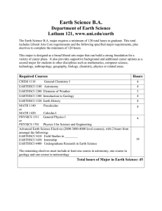 Earth Science B.A. Department of Earth Science Latham 121, www.uni.edu/earth