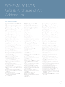 SCHEMA 2014/15 Gifts &amp; Purchases of Art Addendum NINE ADDENDUM LISTINGS
