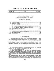 TEXAS TECH LAW REVIEW ADMINISTRATIVE LAW by Brian D. Shannon· 20